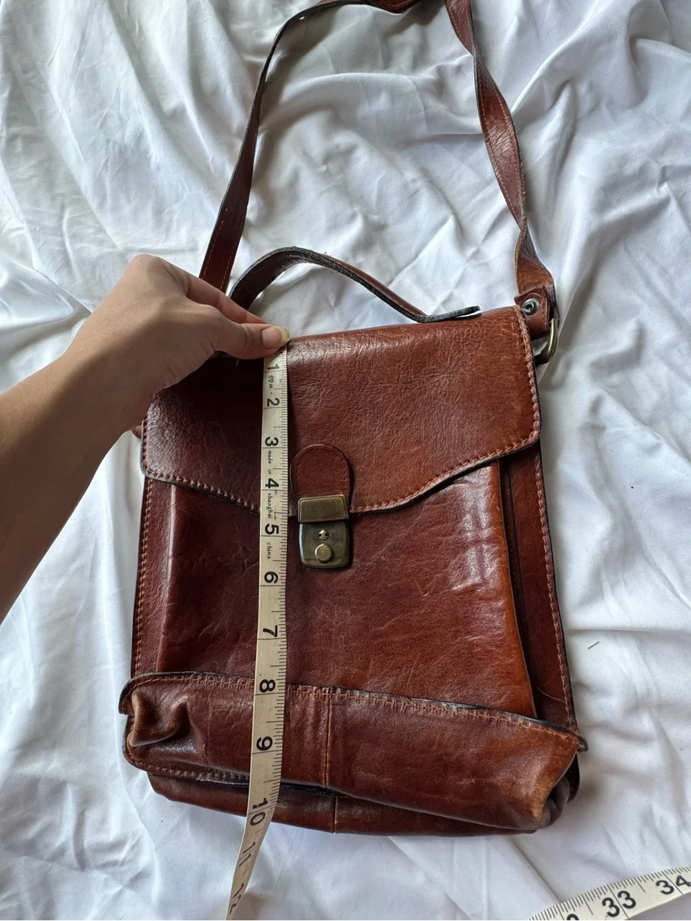 Vintage Brown Leather Crossbody Bag